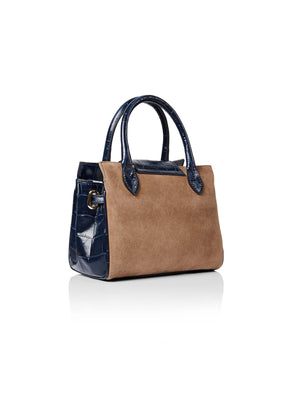 Refurbished Limited Edition | Refurbished Mini Windsor Handbag  - Tan & Navy Croc