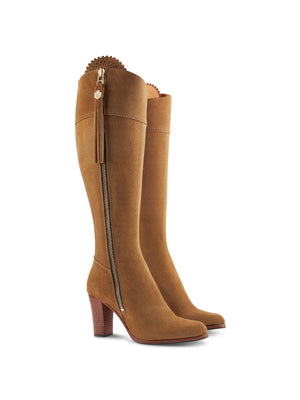 The High Heeled Regina (Tan) Sporting Fit - Suede Boot