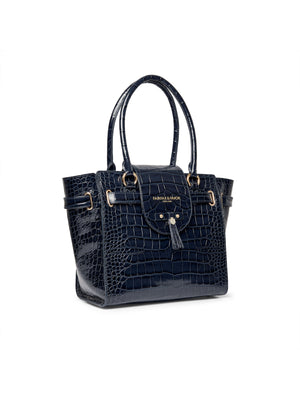 The Windsor Tote - High Shine Navy Croc