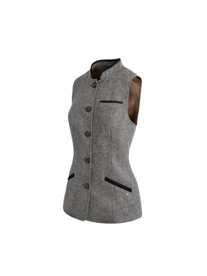 The Madeline Gilet - Monochrome Herringbone