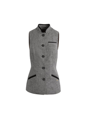 The Madeline Gilet - Monochrome Herringbone