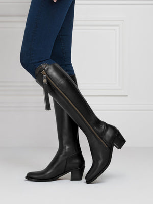 The Heeled Regina (Narrow Fit) - Black Leather