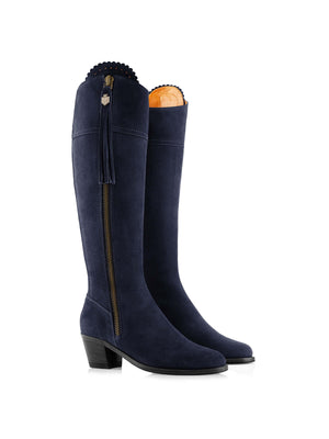 The Heeled Regina (Navy Blue) Sporting Fit - Suede Boot